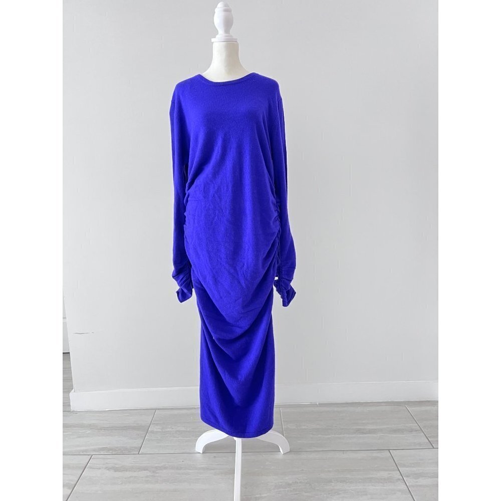 REISS Charlie Ruched Long Sleeve Sweater Midi Dress size Xl